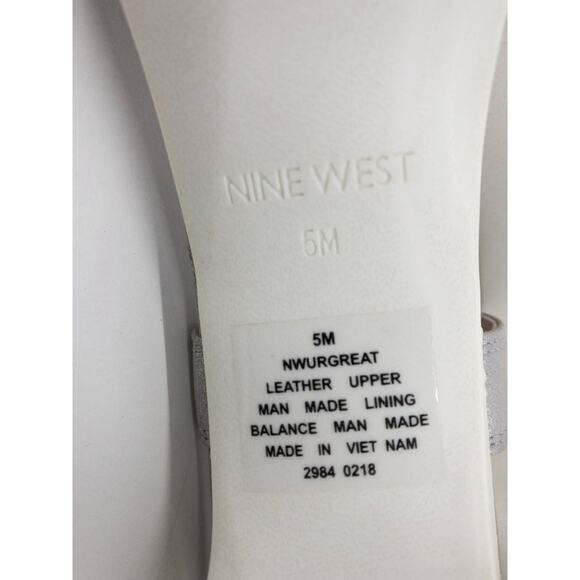 Nine West Dark Silver Metallic Urgreat Square Toe Leather Ankle Strap Sandals 5 - Picture 11 of 14